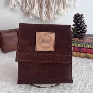 Small Brown Suede Leather Pouch with Pockets (4046)